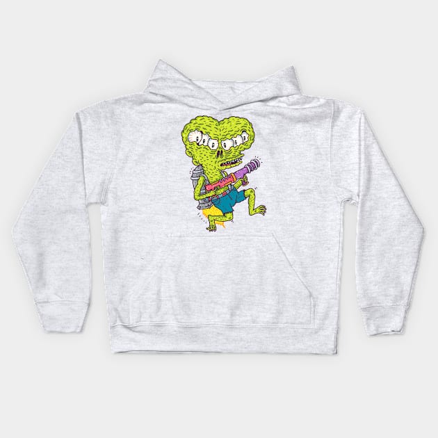 Six-Eyed Alien Rocketeer Kids Hoodie by hex